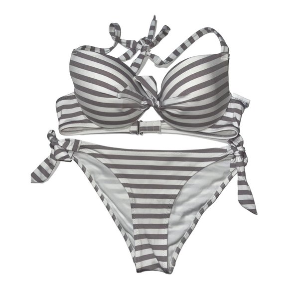 H&M Other - H&M Grey & White stripes bikini Size US 6 - EUR 36